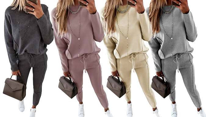 Women's Sweatshirt & Drawstring Trousers Set - 5 Sizes & 5 Colours at Discount Experts