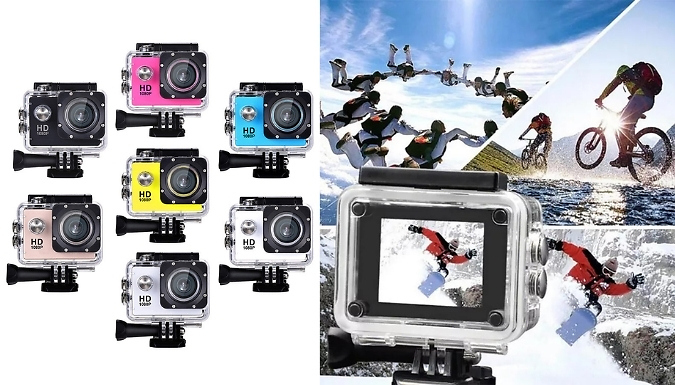 2-Inch LCD Display Action Video Camera - 7 Colours & 4 Options from Discount Experts