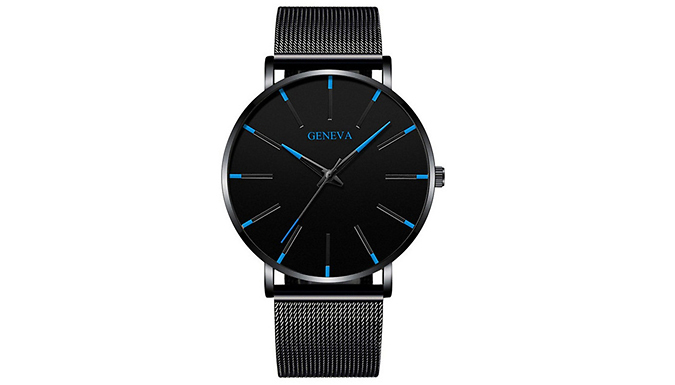 Men's Black Stainless Steel Quartz Movement Watch at Discount Experts