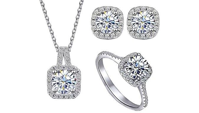 3-Piece Sparkling Cube Rhinestone Jewellery Set at Discount Experts