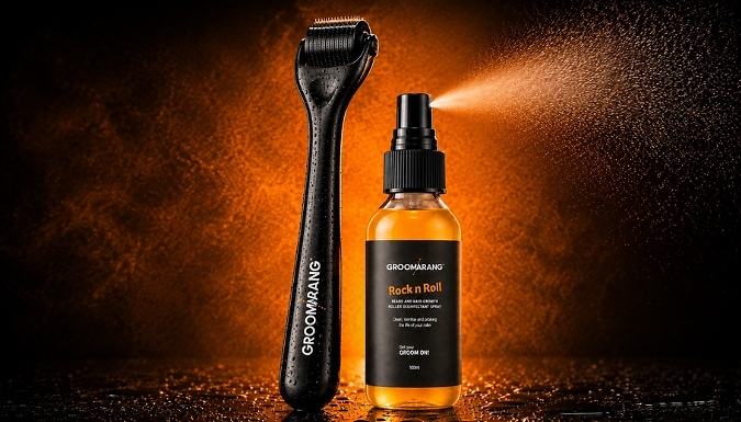 Groomarang Beard and Hair Growth Roller and Disinfectant