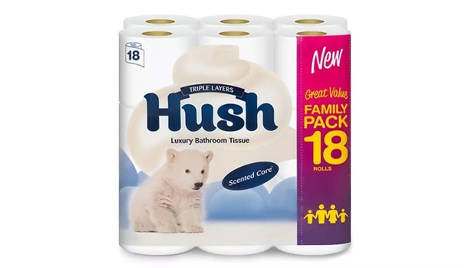 Hush 3-Ply White Toilet Tissue Paper - Up to 72 Rolls. at Discount Experts
