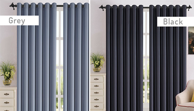 2-Pack Thermal Blackout Curtains – 7 Sizes & 6 Colours Deal Price £14.99