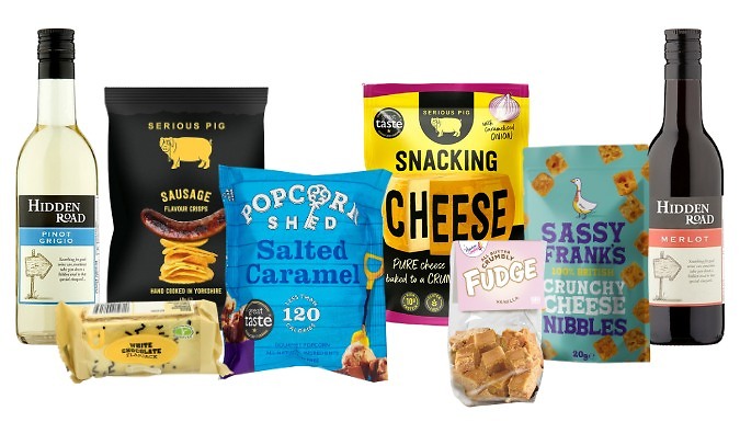 Sweet & Savoury Snack Box with Red & White Wine from Discount Experts