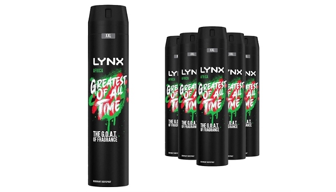 6-Pack of Lynx Africa XXL Deodorant - 250ml Each. at Discount Experts