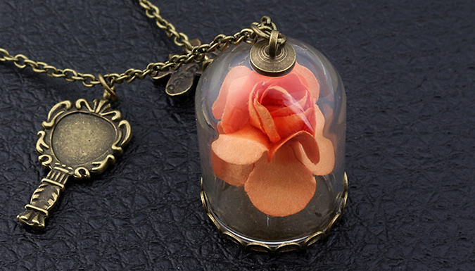 Fantasy-Inspired Rose Dome Necklace - 3 Colours at Discount Experts