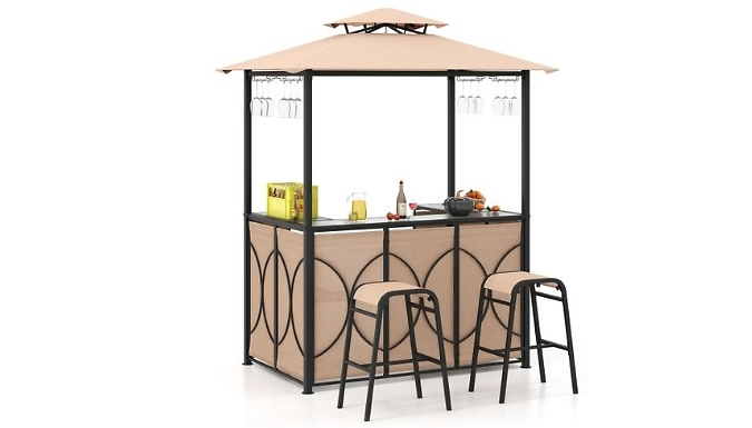 Outdoor Garden Grill Gazebo Bar Set With Chairs Outdoor Garden Grill Gazebo Bar Set With Chairs