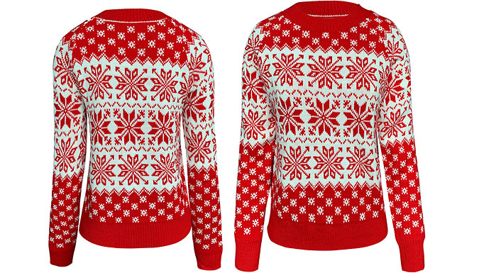 Women's Snowflake Fair Isle Christmas Jumper - 5 Sizes & 2 Colours from Discount Experts