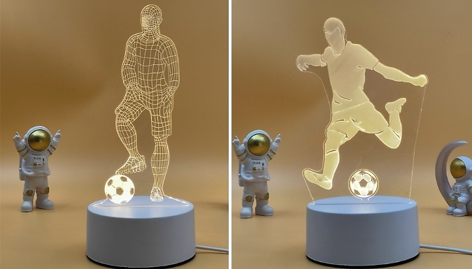 Footballer 3D Acrylic Remote Control Night Light - 2 Designs. from Discount Experts