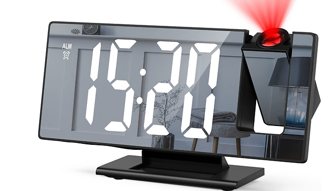 LED Mirror Screen Projection Alarm Clock at Discount Experts