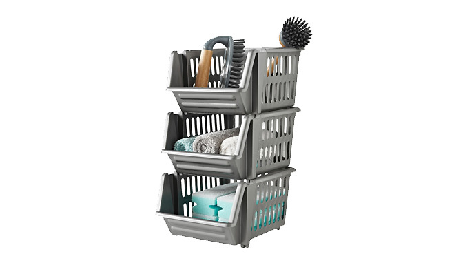 3-Tier Kitchen Storage Baskets - 3 Colours at Discount Experts