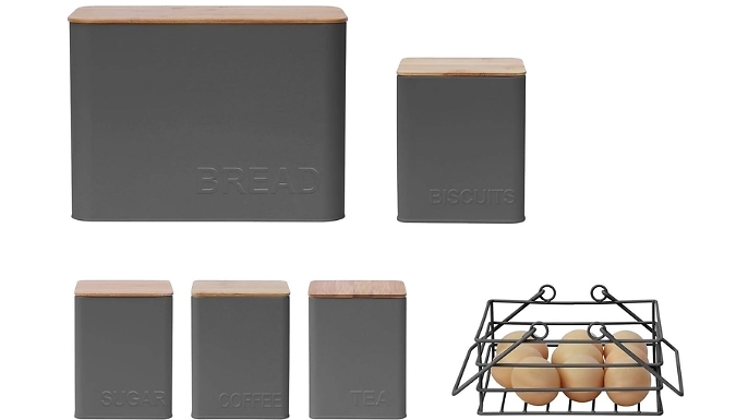 Rectangle Kitchen Storage Set - 5 Containers & An Egg Basket at Discount Experts