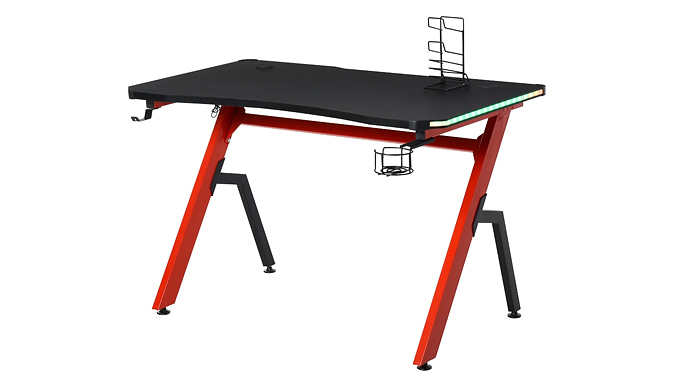 HOMCOM Light-Up LED Gaming Desk With Cup Holder & Controller Rack – 3 Colours HOMCOM Light-Up LED Gaming Desk With Cup Holder & Controller Rack – 3 Colours