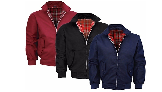 Men's Classic Tartan Lined Harrington Jacket - 9 Colours, 7 Sizes at Discount Experts