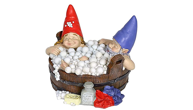 Solar Light Bathing Garden Gnome Statue at Discount Experts