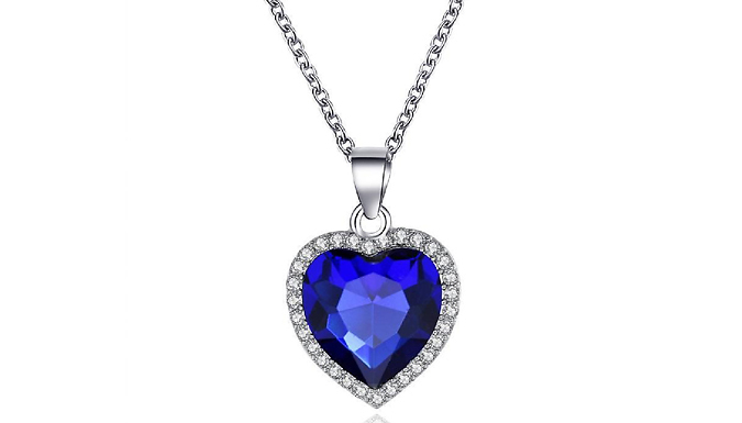 Heart Cut Created Diamond & Jewel Pendant Necklace - 2 Designs at Discount Experts