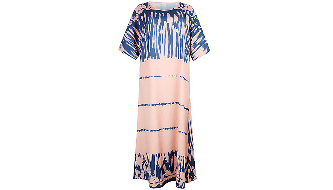 Bohemian-Style Round-Neck Dress - 3 Colours, 4 Sizes at Discount Experts