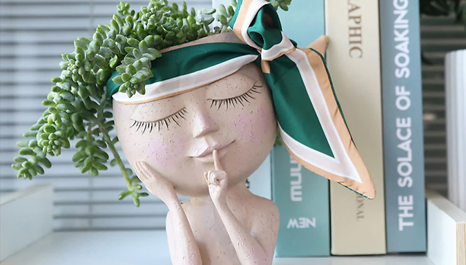 Novelty Shushing Woman Mini Plant Pots - 2 Colours from Discount Experts