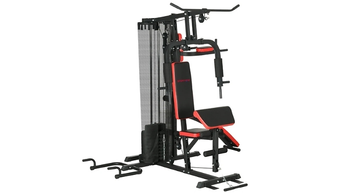 SPORTNOW Multi Gym Workout Station – Sit Up Bench, Weight Machine, Push Up Stand & More! SPORTNOW Multi Gym Workout Station – Sit Up Bench, Weight Machine, Push Up Stand & More!