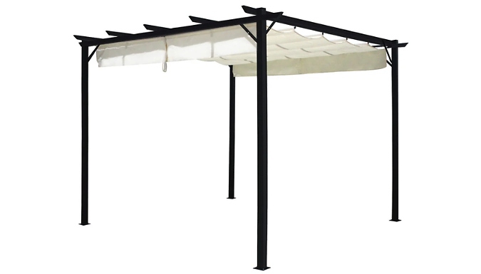 9ft Square Pergola with Adjustable White Canopy 9ft Square Pergola with Adjustable White Canopy