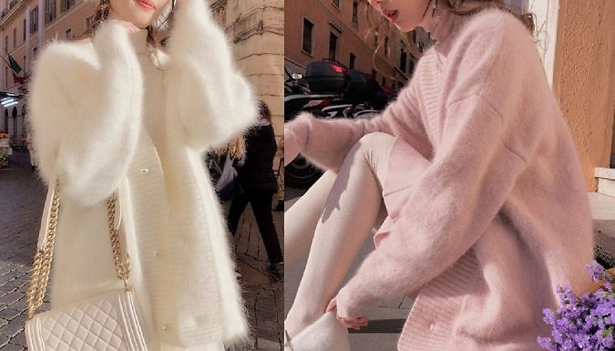 Elegant V-Neck Cardigan - 2 Colours, 6 Sizes from Discount Experts