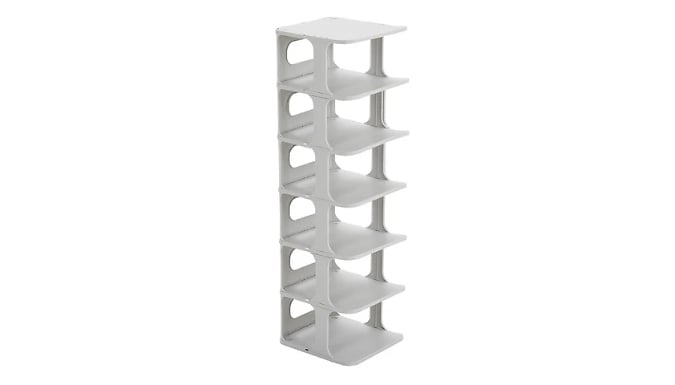 6-Tier Off-White Plastic Shoe Rack from Discount Experts