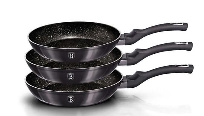 3-Pack Metallic Line Frying Pan Set - 3 Colours from Discount Experts