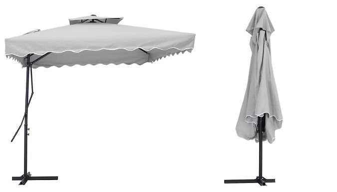 Square Parasol with Corrugated Edge & Cross Base Square Parasol with Corrugated Edge & Cross Base