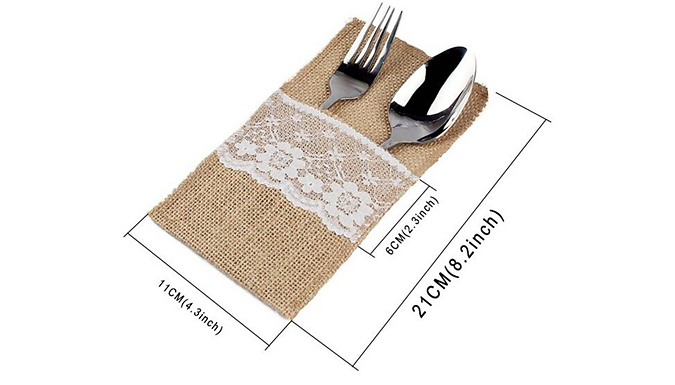 10-Pack of Lace Detail Jute Cutlery Bags Deal Price £14.99