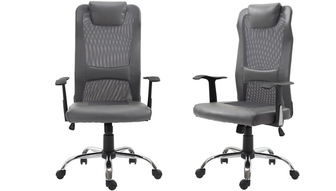 Vinsetto Grey PU-Leather Office Chair - With Adjustable Height & Rocking Motion. from Discount Experts