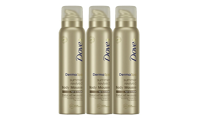 3 or 6-Pack of Dove DermaSpa Summer Revived Mousse 150ml - 3 Shades from Discount Experts