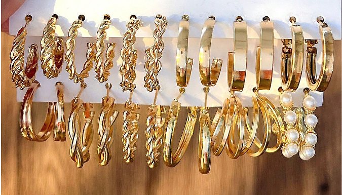 48-Piece Fashionable Earrings Set - Gold or Silver from Discount Experts