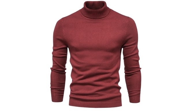 Men's Turtleneck Slim Fit Jumper - 11 Colours, 9 Sizes. at Discount Experts