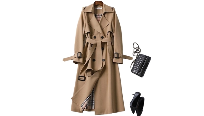 Lapel Double-Breasted Trench Coat - 7 Colours, 6 Sizes at Discount Experts