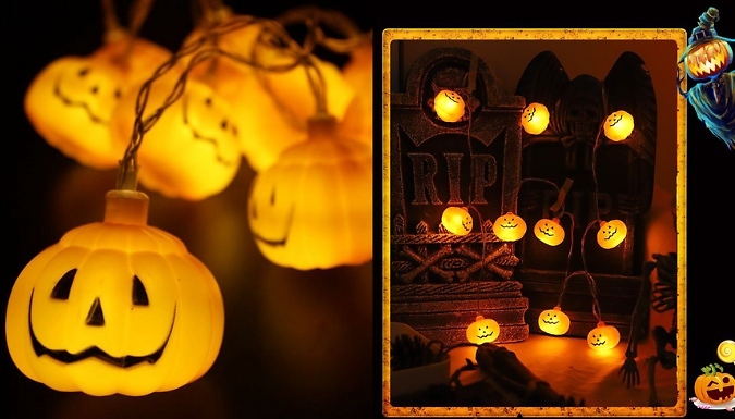 1.5m, 4.5m or 6m LED Pumpkin Light String Halloween Decoration - 5 Styles from Discount Experts