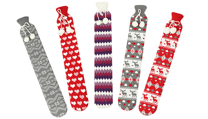 Christmas Plush Shoulder Hot Water Bottle & Cover - 5 Designs & 2 Sizes from Discount Experts