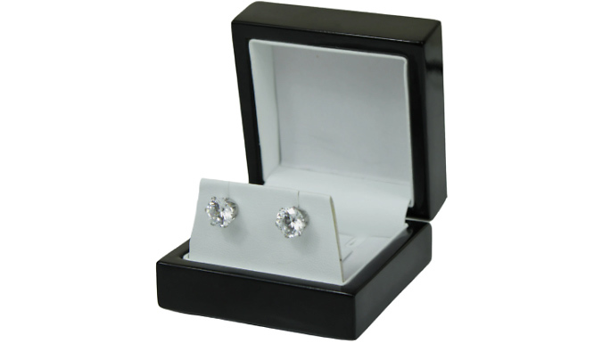 White Gold Created Diamond Stud Earrings at Discount Experts