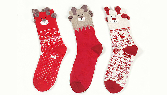 3 Pairs of Novelty Christmas Socks at Discount Experts