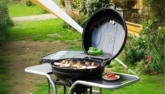Portable BBQ Charcoal Grill Trolley with Side Tables Portable BBQ Charcoal Grill Trolley with Side Tables