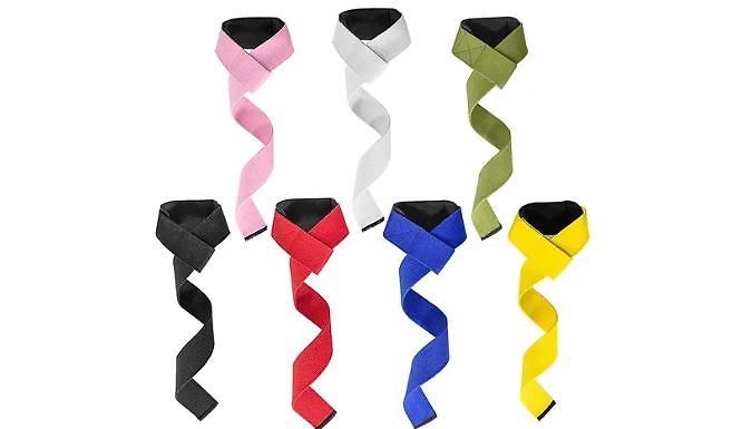 2-Pack of Powerlifting Anti-slip Wrist Straps - 7 Colours at Discount Experts