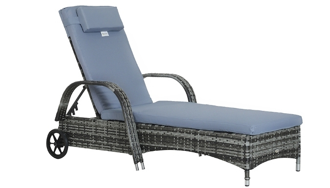 1 or 2-Pack of Outsunny Reclining Rattan Sun Loungers – 3 Colours!