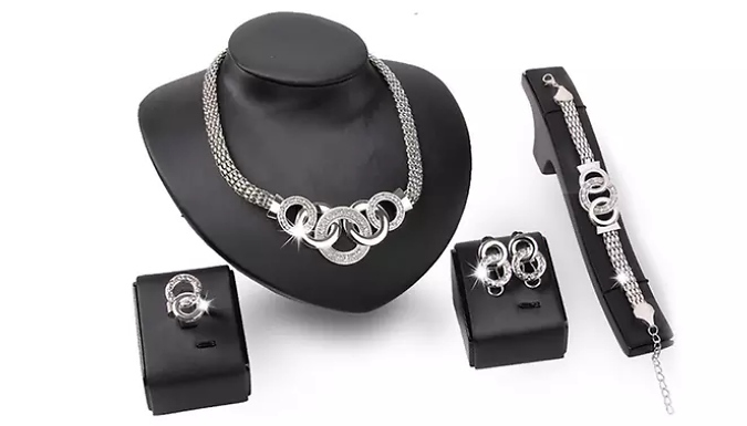 5 Piece Swarovski Crystals Mandorla Jewellery Set - 2 Colours & Optional Gift Bag from Discount Experts
