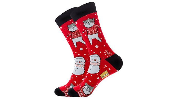 Pack of 6 Cotton Christmas Socks from Discount Experts