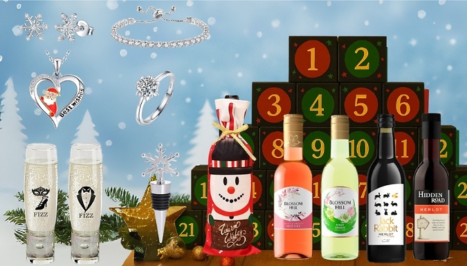 24 Days Christmas Wine & Jewellery Advent Calendar at Discount Experts