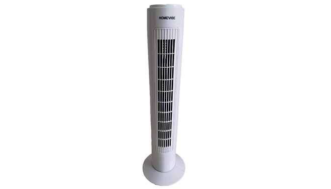 HomeVibe 29-Inch White Oscillating Tower Fan from Discount Experts