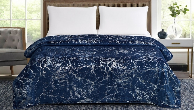 Marble-Effect Super Soft Sherpa Blanket Throw - 8 Colours, 2 Sizes. at Discount Experts