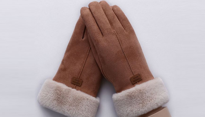 Faux Suede FluffCuff Touchscreen Gloves - 6 Colours from Discount Experts