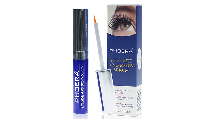Phoera 3ml Eyelash & Brow Serum - 1 or 2-Pack from Discount Experts