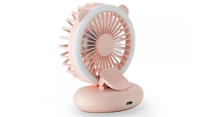 Mini Clip-On Desk Fan with Ring Light - 3 Colours from Discount Experts