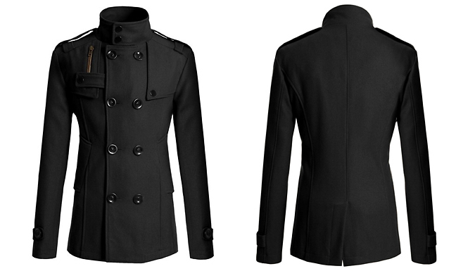 Men's Double-Breasted Wool Coat - 4 Colours & 5 Sizes at Discount Experts
